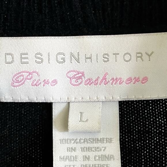 Design History Womens 100% Cashmere Cowl Neck Sweater - Black, Size L - Picture 3 of 4